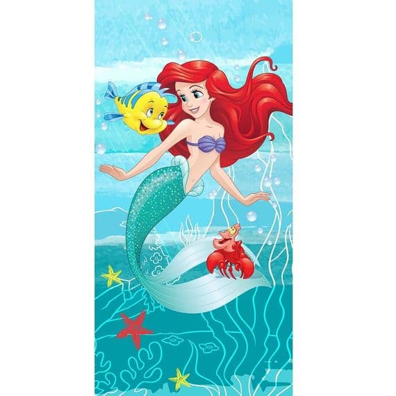 Disney Princess Ariel The Little Mermaid Friends Beach Towel | 100% Cotton Kids Towel 70 x 140 cm