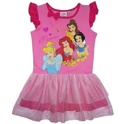 Disney Princess Girls Cotton Summer Dress  3-8  Years