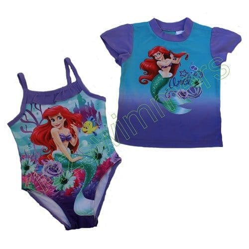 Disney Princess Girls Toddler Ariel Swimwear Rash Vest  2-5 years