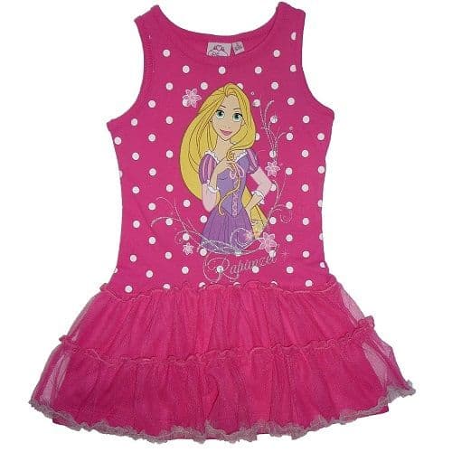 Disney Princess Rapunzel Girls Pink Summer Dress – Official Cotton Dress Sizes 3-8 Years