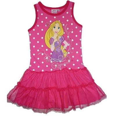 Disney Princess Rapunzel Girls Rose Cotton Summer Dress 3-8 Years