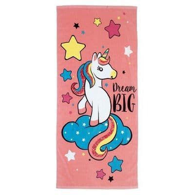 Dream Big Unicorn Kids  Beach Towel Cotton Beach Pool & Holiday 80 x 160 cm