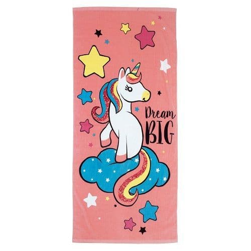 Dream Big Unicorn Kids  Beach Towel Cotton Beach Pool & Holiday 80 x 160 cm