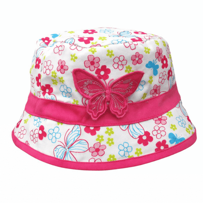 Girls Cotton Bucket Hat Butterfly Design | Bush Hat 2 Sizes 2-10 Years
