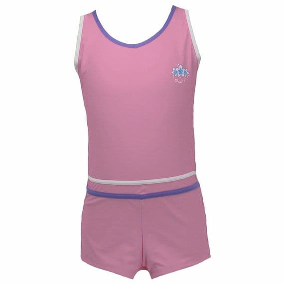 Girls Fuchsia Pink Boyleg Swimming Costume