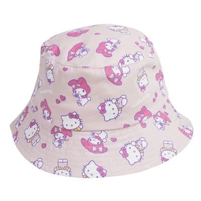 Hello Kitty Girls Pink Cotton Bucket Hat  Lightweight Summer Hat 2-6yrs