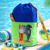 Kaboodle Kids Swim Bag Drawstring Swimming Bag for School & Pool Blue  & Lime Shark