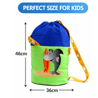 Kaboodle Kids Swim Bag Drawstring Swimming Bag for School & Pool Blue  & Lime Shark