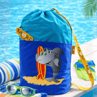 Kaboodle Kids Swim Bag Drawstring Swimming Bag for School & Pool  Blue Shark
