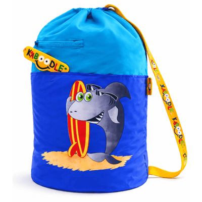 Kaboodle Kids Swim Bag Drawstring Swimming Bag for School & Pool  Blue Shark