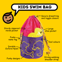 Kaboodle Kids Swim Bag Drawstring Swimming Bag for School & Pool Fish Blue