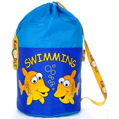 Kaboodle Kids Swim Bag Drawstring Swimming Bag for School & Pool Fish Blue