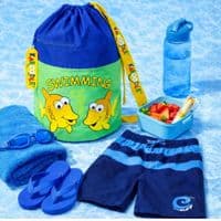 Kaboodle Kids Swim Bag Drawstring Swimming Bag for School & Pool Fish Green