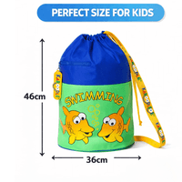 Kaboodle Kids Swim Bag Drawstring Swimming Bag for School & Pool Fish Green