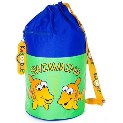 Kaboodle Kids Swim Bag Drawstring Swimming Bag for School & Pool Fish Green