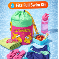 Kaboodle Kids Swim Bag Drawstring Swimming Bag for School & Pool Fish Lime