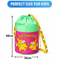Kaboodle Kids Swim Bag Drawstring Swimming Bag for School & Pool Fish Lime