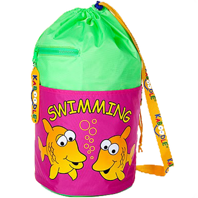 Kaboodle Kids Swim Bag Drawstring Swimming Bag for School & Pool Fish Lime