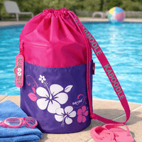 Kaboodle Kids Swim Bag Drawstring Swimming Bag for School & Pool  Pink Flower
