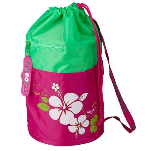 Kaboodle Kids Swim Bag Drawstring Swimming Bag for School & Pool Pink Lime Flower