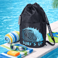 Kaboodle Kids Swim Bag Drawstring Swimming Bag for School & Pool  Surf's Up Blue
