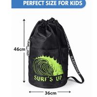 Kaboodle Kids Swim Bag Drawstring Swimming Bag for School & Pool Surf's Up Green