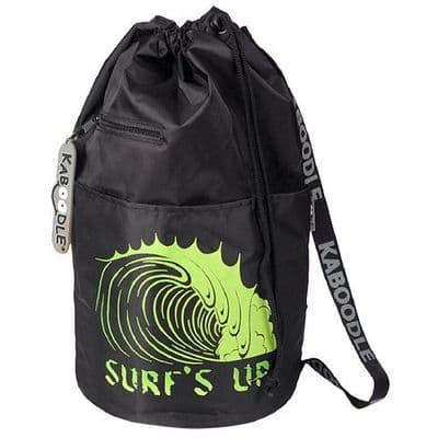 Kaboodle Kids Swim Bag Drawstring Swimming Bag for School & Pool Surf's Up Green