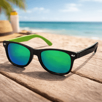 Kiddus Junior Kids Polarized Sunglasses UV400 Black & Green Sun Protection  6-12 years