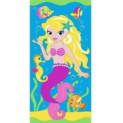 Kids Mermaid Beach Towel – 100% Cotton, Soft & Colourful | Kidz Swimmers