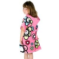 Kids’ Smile Hooded Poncho Towel Pink Flower 100% Cotton