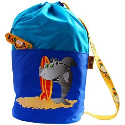 Kids Waterproof Swim Bag Aqua & Royal Blue Shark Design