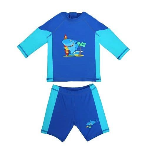 Kidz Swimmers Baby Boys Shark UV Rash Vest & Shorts Set UPF 50+  Sun Protection Swimwear