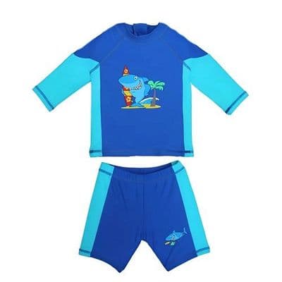 Kidz Swimmers Baby Boys Shark UV Swim Set UPF50+ | Rash Vest & Shorts