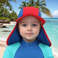 Kidz Swimmers Baby Boys UPF 50+ Sun Protection Legionnaire Hat Red/Blue 3–24m