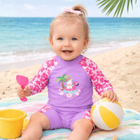 Kidz Swimmers Baby Girls Unicorn UV Rash Vest & Shorts Set | UPF 50+ Swimwear