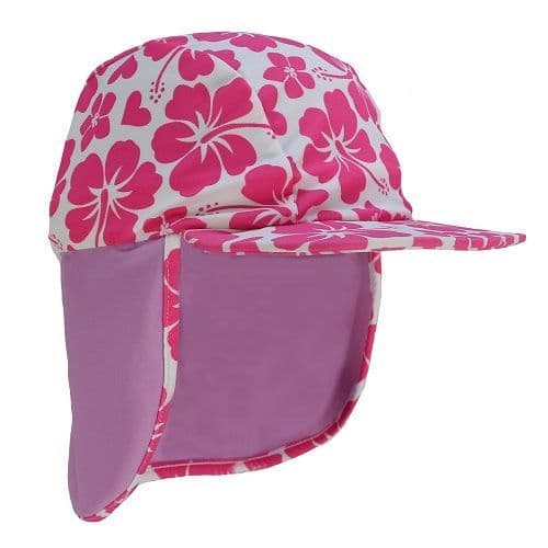 Kidz Swimmers Baby & Girls UV Legionnaire Cap UPF 50+ Pink & Purple | Sun Hat 3 Months to 6 Years