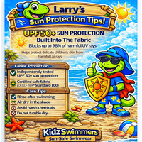 Kidz Swimmers Boys UPF 50+ Rash Vest & Swim Trunks Set Indigo Blue 2-12yrs