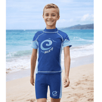 Kidz Swimmers Boys UPF 50+ Rash Vest & Swim Trunks Set Indigo Blue 2-12yrs