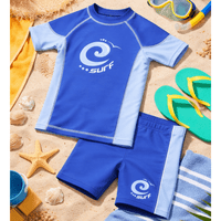 Kidz Swimmers Boys UPF 50+ Rash Vest & Swim Trunks Set Indigo Blue 2-12yrs