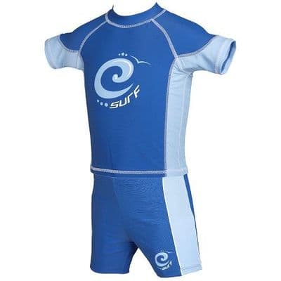 Kidz Swimmers Boys UPF 50+ Rash Vest & Swim Trunks Set Indigo Blue 2–12yrs