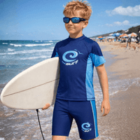 Kidz Swimmers Boys UPF 50+ Rash Vest & Swim Trunks Set Malibu Blue Ages 5-12yrs