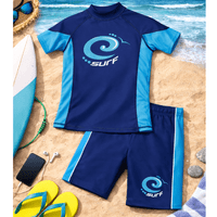 Kidz Swimmers Boys UPF 50+ Rash Vest & Swim Trunks Set Malibu Blue Ages 5-12yrs