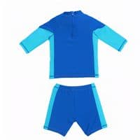 Kidz Swimmers Boys UPF 50+ Shark Rash Vest & Swim Trunks Set Blue Aqua 2-6yrs