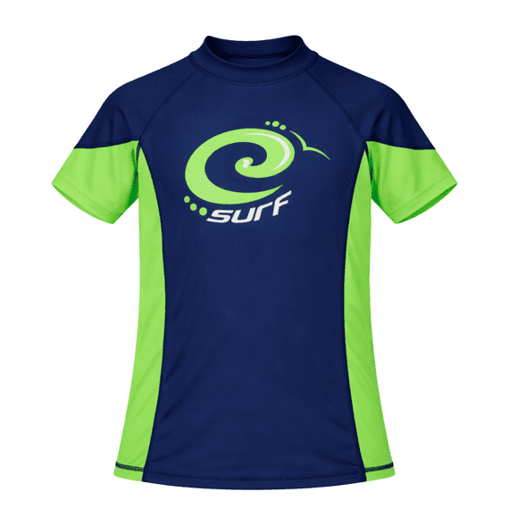 Kidz Swimmers Estate Blue & Jasmine Green  Kids Boys Rash Vest | UPF 50+ Swim Top 11–14 yrs