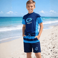 Kidz Swimmers Estate & Malibu Blue Kids Boys  Rash Vest | UPF 50+ Surf Swim Top 13–14 yrs