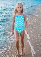 Kidz Swimmers Girls Blue & White Spotty Tankini –  Swimwear, Sizes 3-12 Years