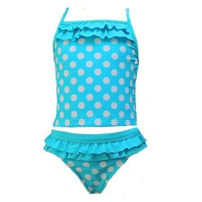 Kidz Swimmers Girls Blue & White Spotty Tankini –  Swimwear, Sizes 3-12 Years