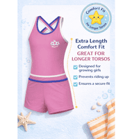 Kidz Swimmers Girls Boyleg Swimming Costume - Fuchsia Pink Longer Fit 7-13yrs