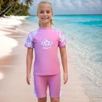 Kidz Swimmers Girls Fuchsia Pink UPF 50+ Swim Top & Swim Shorts – Sun Protection Swimwear