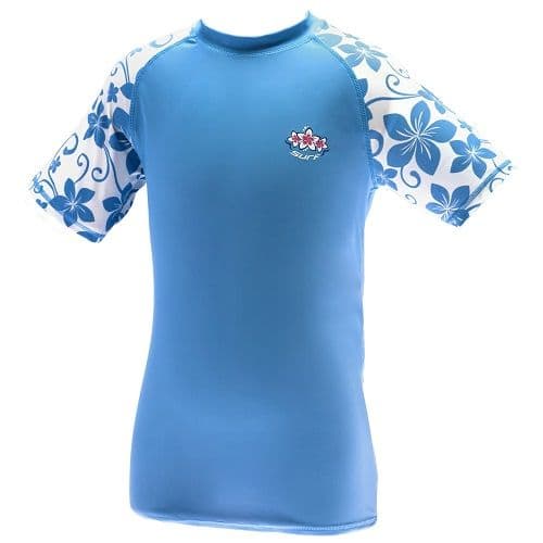 Kidz Swimmers Girls Placid Blue Surf Rash Vest – UPF 50+ UV Sun Protection Swim Top